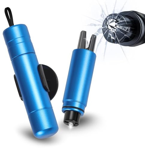 Sosayet 2 In 1 Gurtschneider Notfallhammer - 2 Stück Hammerdex Glasbrecher - Notfallhammer Auto mit Gurtschneider - Aufgerüstet Emergency Rescue Tool - Sicherheitshammer Auto fürs Bus, PKW, LKW (Blau)