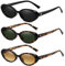 QUANMAITONG 3 Stück Oval Retro Sonnenbrille Damen ，UV400 Vintage Sunglasses Woman，Aesthetic Accessoires Y2K Sonnenbrillen Damen Und Herren