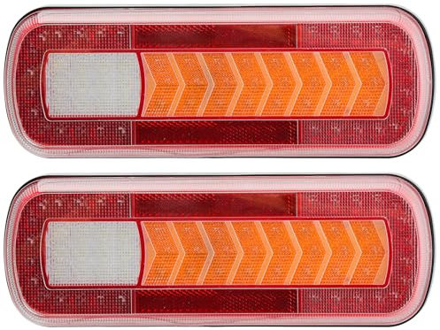 SPARKMOTO 2 x LED Rückleuchten Anhänger LKW, 12V 24V Duale Spannung Anhänger Beleuchtung Rückleuchter,Led Wohnwagen Rückleuchten Mit 6 Funktionen