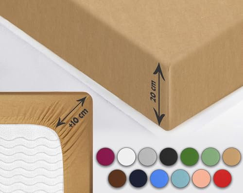 Sesto Senso Spannbettlaken 160x200cm Beige Hautfarbe für Topper Jersey Baumwolle