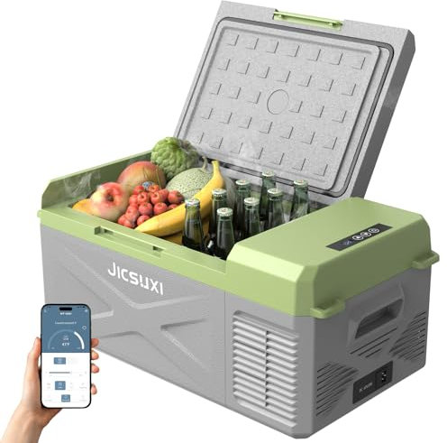 JicSuXi - Frigorifero per auto da 12 V, congelatore portatile da 17 litri, frigorifero per auto da 12 volt (-48,3 °C ~ 7,8 °C) compressore elettrico con 12/24 V CC 110-240 V AC, controllo