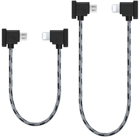 1FT+ 0.5FT(2 pack) USB Micro to iOS DJI Remote Controller Cable for DJI Mavic Mini(1st Gen), Mini SE, Mavic Pro, Spark, 2 Pro Zoom, Mavic Air,Platinum, Phone/Tablet 90 Degree Data OTG Cord Accessories