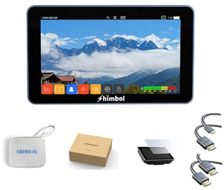 SHIMBOL M5 5.5 1200Nits 3D LUT 4K HDMI HDR Rec. 709 IPS Monitor de Campo para cámara con Pantalla táctil, Carcasa de Aluminio con Color Falso, Forma de Onda, Enfoque máximo para cámaras DSLR
