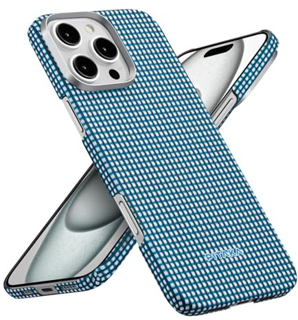 pitaka for iPhone 16 Pro Case 6.3” Compatible with MagSafe, Thin & Light iPhone 16 Pro Case with a Caseless Feel, 1500D Aramid Fiber Woven [Ultra Slim-Ocean]