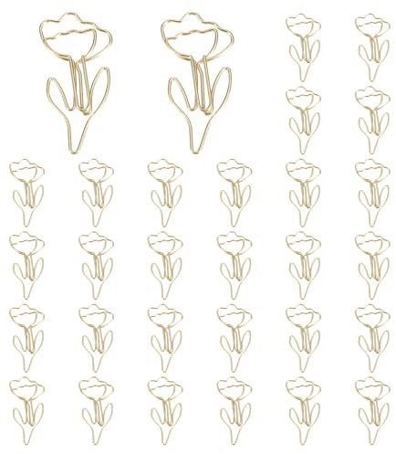 PATIKIL Niedlicher Büroklammer, 30 Stück Blumenform Büroklammer Metall Lustige Lesezeichen Planer Clips Klammer für Zuhause Bürobedarf Schreibtisch Datei Organisation, Gold