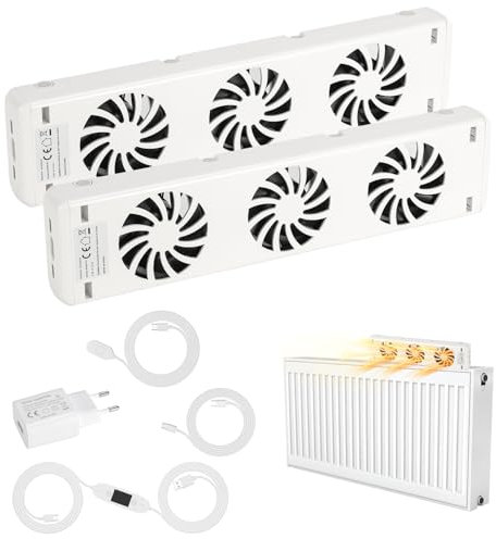 ISOISL Radiator Fan 2-Set, Boost Radiator Fan,Heater Booster for Underheaters and Radiators,Savings in Heating Costs,White