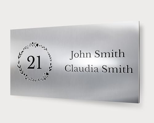 LIENZODECOR Targhetta Personalizzata 12,5x5 cm | Porta Ingresso | Etichette per Cassetta Posta Numeri e Nomi | Targa Postale