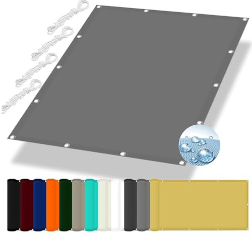 Parasol con ojales, 1,8 x 2,5 m, protección UV, para jardín al aire libre, patio, color gris claro