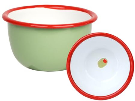 Talking Tables Bon Appetit Handmade Olive Enamel Bowl Vintage Green, Durable Snack Serving Dish for Peanuts, Crisps, Olives, Sauces, Dips, Fruits, Lightweight Easy to Clean, Dishwasher Safe 10cm