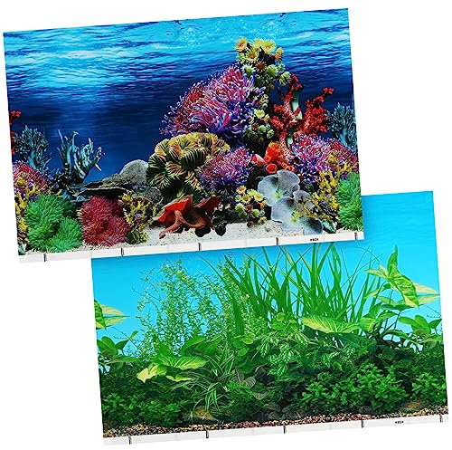 Veemoon 3D Fish Tank Background Sticker - Double-Sided Aquarium Wallpaper 38x26cm Underwater Scenery Decal for 10 Gallon Tanks Ideal for Fish Tank Decoration and Aquatic Environments