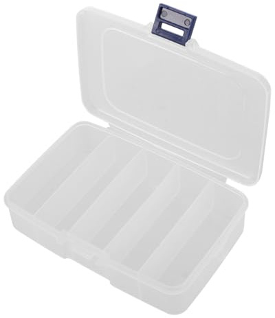Aufbewahrungsbox für Hardware Sägekasten mit Deckel 5 Fächer | Pp, Weiß, Rechteckig mit Gitterdesign, für Kleine Teile und Sägeblätter, Sichere Aufbewahrung