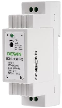 DEWIN Hutschiene Netzteil 12V DC, DEW-15-12 Industrielles DIN Schienen Netzteil Schaltnetzteil 12V 1,25A 15W