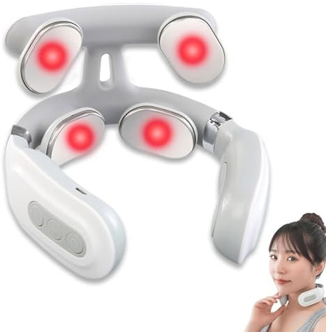 Vitality Magic 2.0 Neck Massager, Nackenmassagegerät mit 4 Köpfen, 6 Modi 14 Intensitätsstufen, Kabellos Tragbares Elektrisches Massagegerät für Zuhause, Büro und Reisen, Geschenke für Dad Mutter