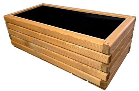 HolzGarden Fioriera in Legno con Tessuto Non Tessuto 80x30x40 cm cm Legno Massello Impregnato Colore Pino Vaso da Esterno per Giardino Balcone e Terrazza, Resistente alle Intemperie, 63L