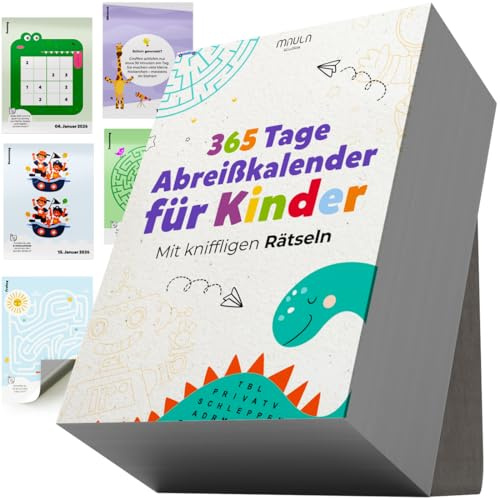 Abreißkalender 2026 Kinder – Tageskalender 365 Geschichten Rätsel Übungen | Jeden Tag was Neues · 365 Geschichten, Rätsel & Übungen · Rechnen & Schreiben · für Kinder · Tagesabreißkalender