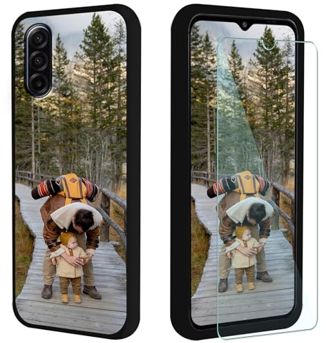 FortiCase Personalisierte Handyhülle + Displayschutzfolie für Samsung Galaxy A17,Schwarz Silikon Hülle,mit Eigenem Foto Bild Text Personalisiert Case,für Samsung Galaxy A17 Schutzhülle -1ZG