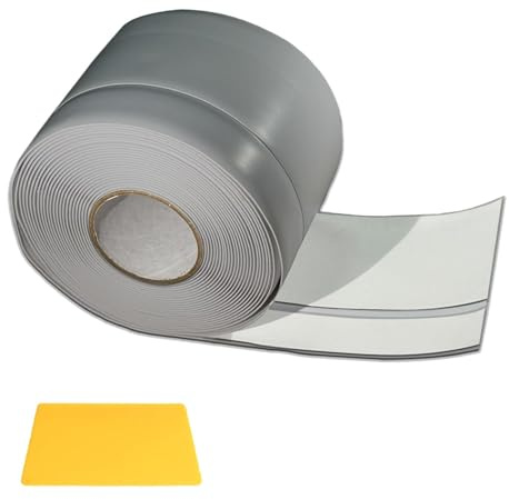 Pavimento PVC Adesivo,Battiscopa Adesivo 50mm x 20 mm x 6m Adatto per bagni, camere da letto, cucine, ecc. (Grigio)