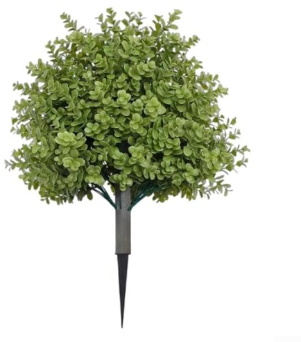 Durashmall Künstlicher Buchsbaum-Kugelbaum mit Erdspieß, 60 cm, UV-beständig, künstlicher grüner Strauch für den Außenbereich, Gartendekoration und Heimdekoration, lebensechte Formschnittsträucher
