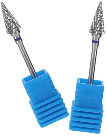 Hohopeti 2pcs Blue Umbrella-shaped Tungsten Steel Nail Drill Bits Cuticle File Grinding Heads for Manicure Pedicure Nail Art Tools Professional Polishing Accessories