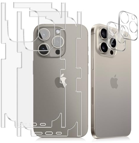 HeeYeal 2 Rückseite Schutzfolie + 2 Kameraschutz für iPhone 15 Pro Max | mit Installationswerkzeug, Matte Translucent Anti-Kratzer Folie, TPU Hinten Displayschutzfolie für iPhone 15 Pro Max
