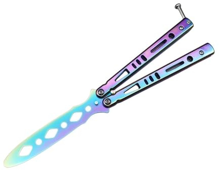 Lajiakoy® Couteau Papillon, Butterfly Trainer Lame de Sécurité, Couteau Papillon Entraînement Acier Inoxydable, Adapté Aux Débutants(Coloré)