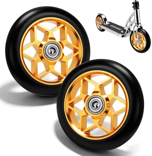 Stunt Scooter Rollen 110mm 2 Stück Scooter Ersatzräder, Scooter Räder Ersatzräder 88A Vollreifen mit ABEC-9 Kugellager für allerlei Scooter