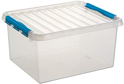 6X SUNWARE Q-Line Box - 36 Liter - 500 x 400 x 260mm - transparent/blau