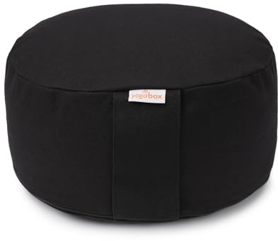 Yogabox Meditationskissen Basic, Abnehmbarer Bezug aus 100% Baumwolle, Höhe 13-18 cm, Praktische Trageschlaufe, Basic Collection