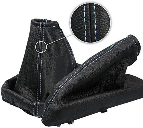 Schaltsack Schaltmanschette mit Handbremsmanschette Faden Blau Echt Leder myshopx SH43