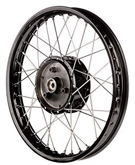 Tuning-Speichenrad 1,5 x 16 Alufelge Schwarz eloxiert + Edelstahlspeichen - für Simson S51, S50, KR51 Schwalbe, SR4