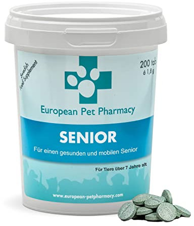 European Pet Pharmacy Senior Joint Care Hund Nahrungsergänzungsmittel Hund für Senioren – Glucosamine Chondroitin - Joint Care für Hunde im Alter von 7+ Jahren - 200 Gelenktabletten für Hunde