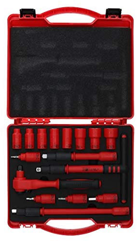 AB Tools 3/8 aislado VDE métrica llave de tubo set y de accesorios 16PC