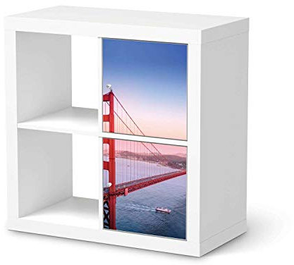 Möbeltattoo passend für IKEA Kallax Regal 2 Türen Hoch I Möbelaufkleber - Möbel-Folie Tattoo Sticker I Wohn Deko Ideen für Esszimmer, Wohnzimmer - Design: Golden Gate