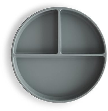 mushie Platos de Silicona para Niños | con Ventosa Antideslizante | Accesorios de Aprendizaje para Bebés y Niños Pequeños | Sin BPA | Resistente al Lavavajillas y al Microondas | Stone