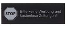 Gravurheim Briefkastenschild Türschild individuelle Gravur Name | selbstklebend - personalisiert | Kunststoff - Plastik | viele Farben und Größen (STOP Keine Werbung, Schwarz-Silber)