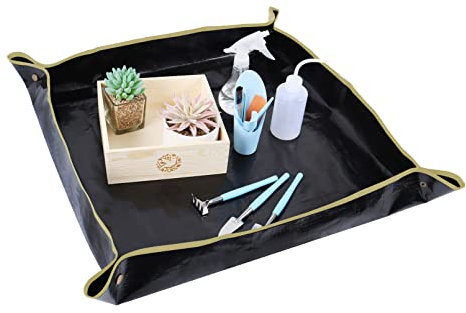 Nwvuop Pflanzmatte Umtopfmatte Wasserdicht Pflanzunterlage Gartenmatte Garten-Arbeitsmatte 100×100cm Schwarz