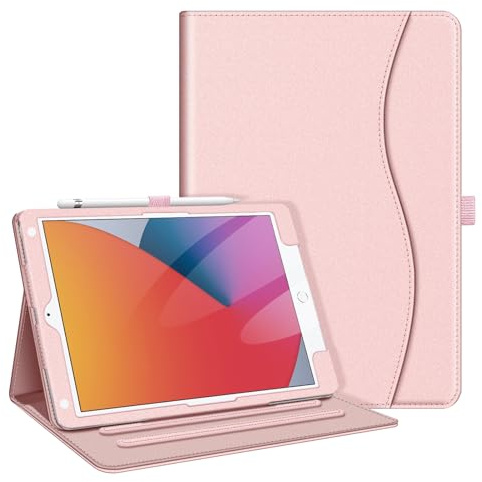 Fintie Hülle für iPad 9. Generation 2021/8 Gen 2020/7 Gen 2019 10.2 Zoll | [Eckenschutz] Multi-Winkel Betrachtung Folio Stand Schutzhülle mit Dokumentschlitze, Auto Sleep/Wake, Roségold