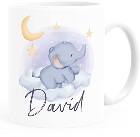 SpecialMe® Kinder-Tasse Elefant personalisierte Namenstasse aus Keramik Tiermotiv für Kinder Jungen Mädchen weiß Keramik-Tasse