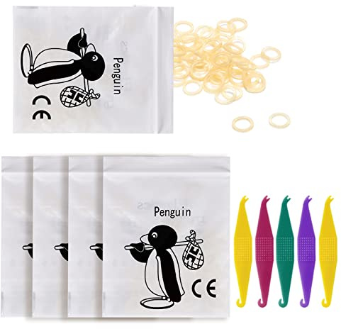 MIBICIRI 500 Pcs Orthodontic Elastic Rubber Bands, 5/16, Penguin | Dental Rubber Traction Bands, 5 Pcs Elastic Placer for Braces