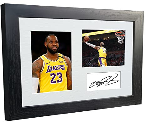Kitbags & Lockers Fotokarton LeBron James LA Lakers Los Angeles mit Autogramm, A4, 30,5 x 20,3 cm Wandbild Wohnzimmer