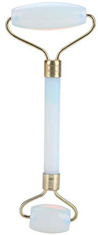 Gesichtsrolle Künstliche Jade Roller Doppelkopf Gesichtsmassagegerät Nackenmassagegerät Jade-Massagegerät Jaderoller Gesichtsroller für Falten Anti-Aging(Opal)