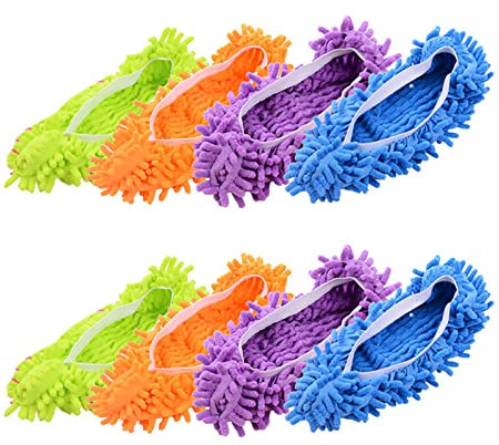 OYUEGE 8 piezas unisex lavable polvo mopa zapatillas zapatos microfibra limpieza casa mopa zapatillas multifultional piso limpieza zapatos cubierta