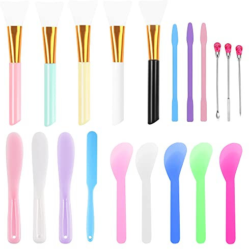 FAURAPMNG 20 Pcs Silicone Stir Sticks Kit, Silicone Resin Mixer Tool, Resin Mixing Sticks Includes Silicone Epoxy Brush, Silicone Spatula For Mixing Resin, Epoxy, DIY Crafts
