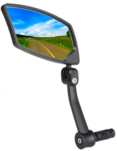 Hafny Lenker-Fahrradspiegel, HD, strahlbeständig, sicherer kristallklarer Glasspiegel, verstellbarer drehbarer Fahrradspiegel, Rückspiegel, Fahrradspiegel, BT-018L
