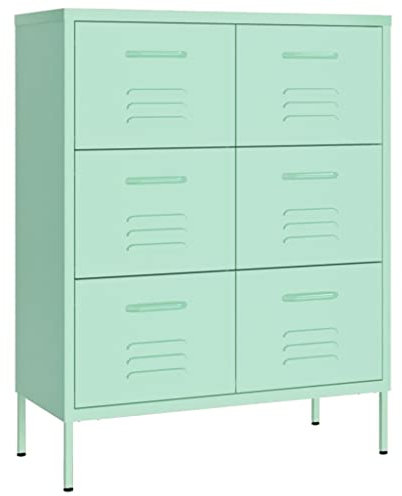 vidaXL Schubladenschrank Minzgrün 80x35x101,5 cm Stahl