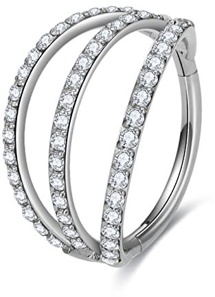 JMFENFA G23 Titan Nasenringe für empfindliche Haut, 16G Septum Clicker Nasenring, Teardrop Double Triple Nasenring (6, Triple CZ)