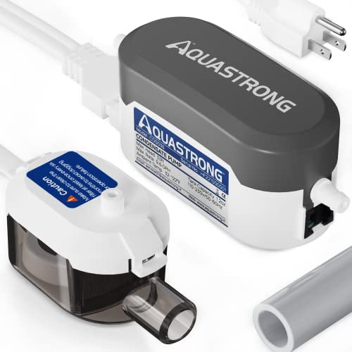Aquastrong Mini bomba de condensado HAVC dividida, 9.6 GPH, 115 V/230 V, interruptor de seguridad automático, eliminación de condensado de CA para aire acondicionado, horno, deshumidificador, cable de