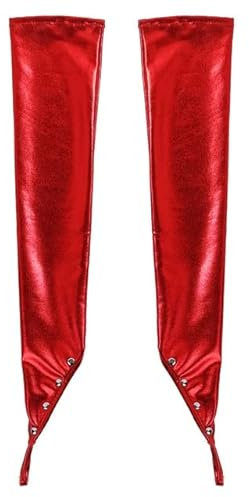 Fujian Friday Women Ladies Wetlook Metallic Fingerless Latex Gloves with Rivets Patent Leather Elbow Length Long Gloves Night Club Dancewear