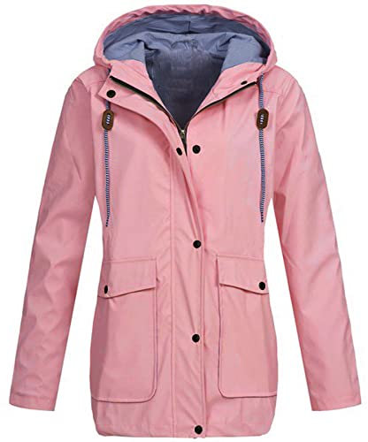 Windjacke Für Damen Tailliertes Revers Oberbekleidung Schlichtee Fahrrad Mantel Woman Hooded Baumwolle Soft Festival Schöne mit Reißverschluss Vorne ärmel Langes