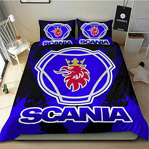 SPONYBORTY Dreiteiliges weiches und atmungsaktives Bettlaken-Bettbezug-Set SCA-Nia 3D-gedruckte Mikrofaserbettwäsche + 2 Kissenbezüge Kurze Hose/E / 135x200cm